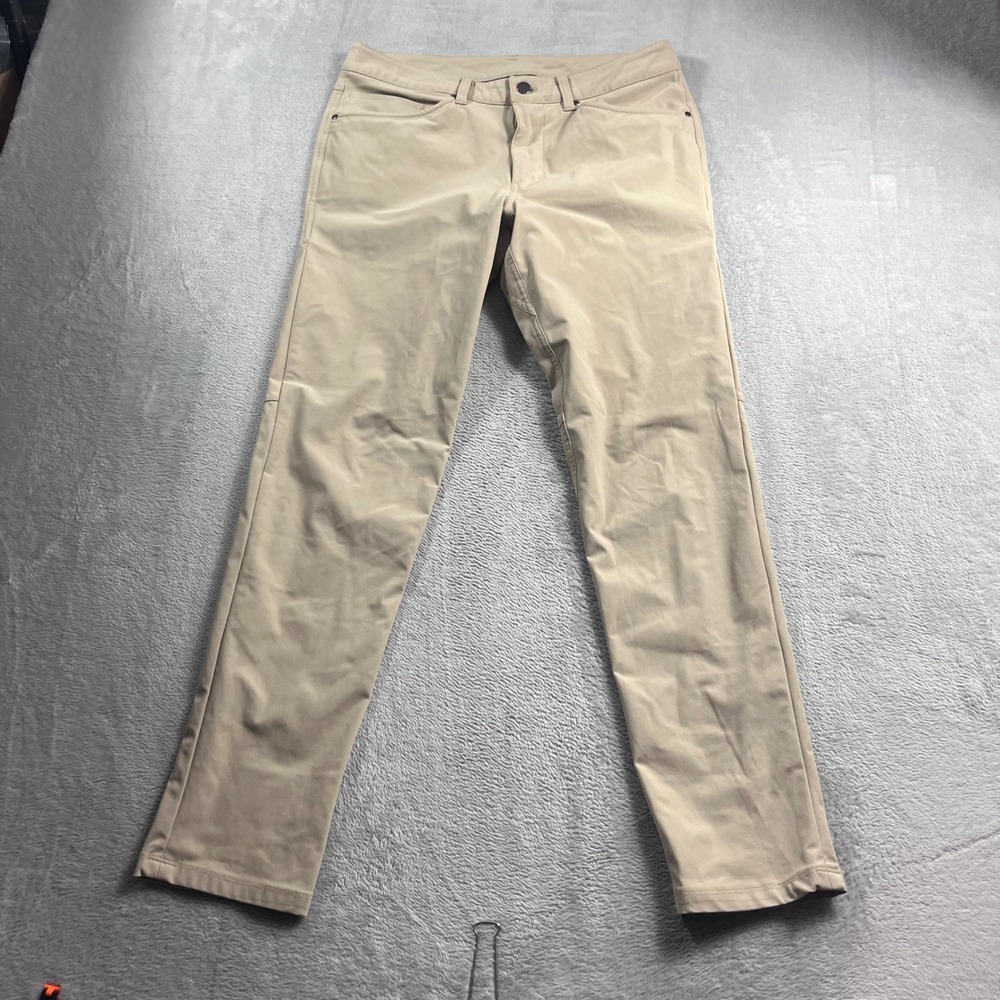 Lululemon Commission Slim Fit Pant Warpstreme Tan Khaki Mens 31 LM5AD9S